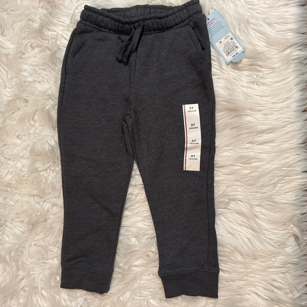 Cat & Jack Toddler Boy 3T Jogger Pants Gray Fleece NWT